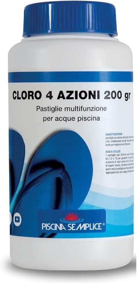 Cloro 4 azioni per piscina 5 pastiglie da 200 grammi -barattolo 1kg-Lapi Chimici
