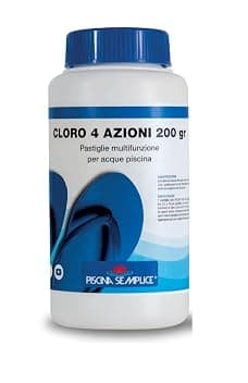 Cloro 4 azioni per piscina 5 pastiglie da 200 grammi -barattolo 1kg-Lapi Chimici