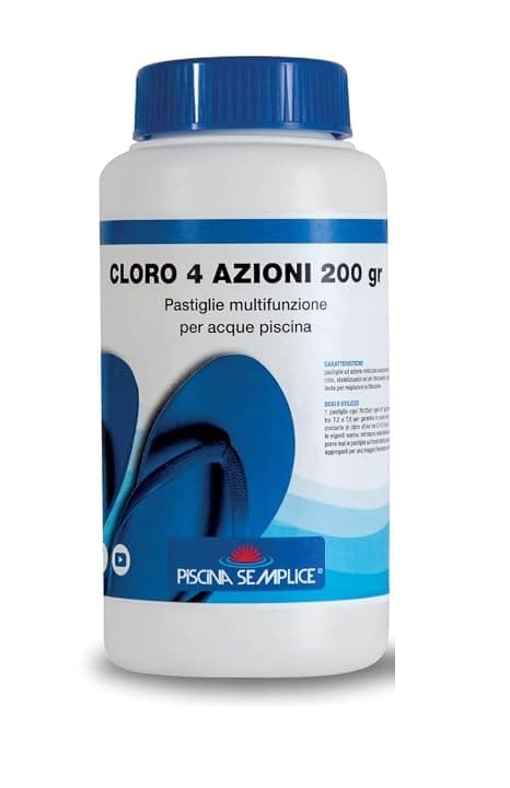 Cloro 4 azioni per piscina 5 pastiglie da 200 grammi -barattolo 1kg-Lapi Chimici
