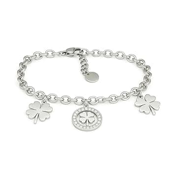 SAGA GIOIELLI Bracciale Donna Stella Cuore Quadrifoglio Albero Della Vita Portafortuna Acciaio