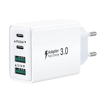 Caricatore USB C Presa, Multiplo 40W 4-Porto USBC Caricabatterie Rapido Spina Alimentatore per iPhone 17 16 15 14 13 12 Pro Max,Samsung, iPad, Multipla Spinotto QC & PD Adattatore Carica Cellulare