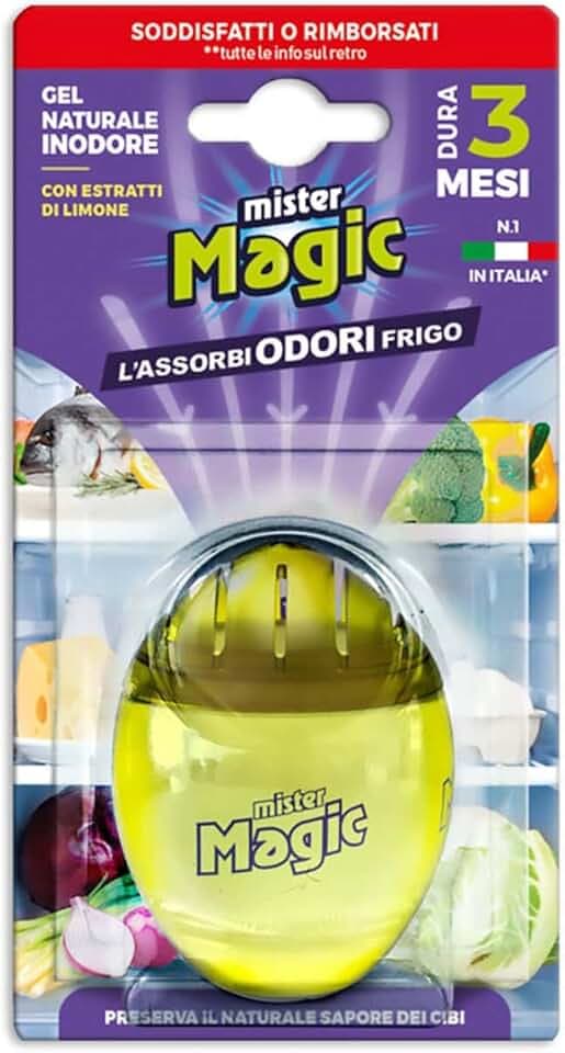 Mister Magic Ovetto Assorbiodori Frigo con Estratti Naturali di Limone e 3 Mesi di Durata
