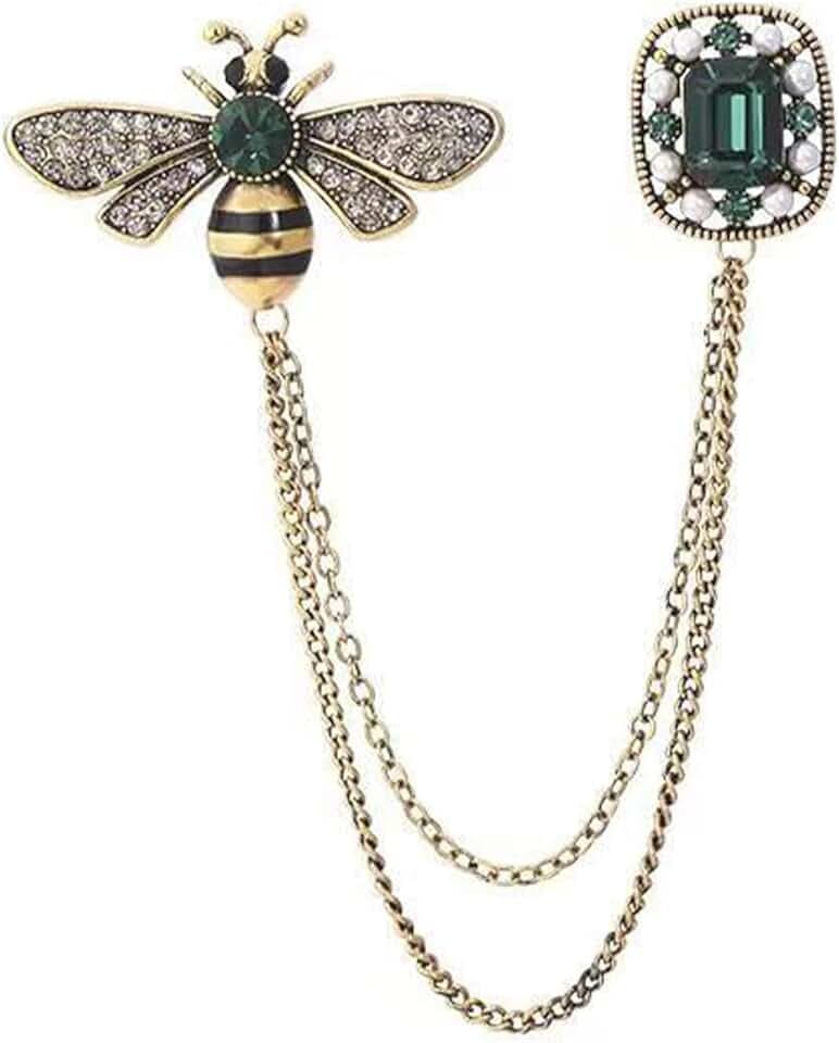 sundrerfect Broche Ape Vintage con Cristalli CZ e Catene a Frange, Spilla da Colletto Elegante per Donna e Uomo, Accessorio per Cappello, Sciarpa, Cravatta