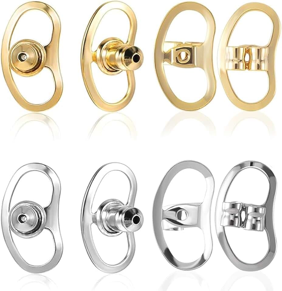 VONJUMA 4 Paia Ferma Orecchini Per Le Orecchie Cadenti Ferma Orecchini Indietro Per Orecchini Pesanti E Borchie Chiusure Orecchini Per Le Donne Oro Platino