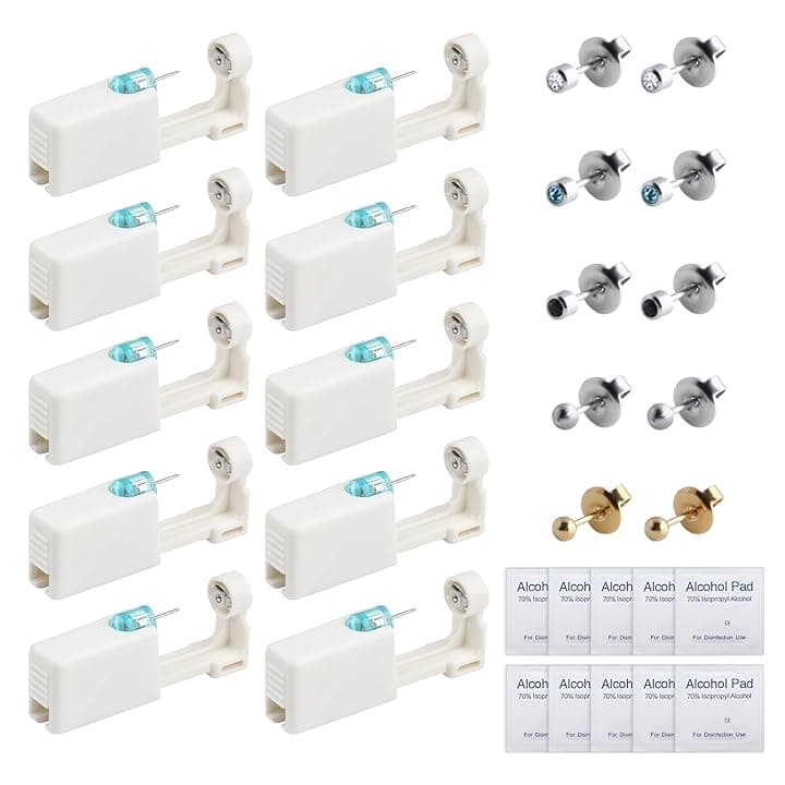 CONNECTION Pistola Orecchini,Pistola per Piercing All'orecchio,Pistola Orecchini Usa e Getta,Pistola Buchi Orecchie Asettiche Per Le Orecchie Sicurezza Pistola Piercing per Ragazze, Donna e Uomo,10Pcs