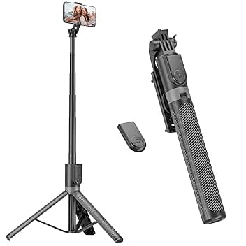 180cm Treppiede Smartphone, Bastone Selfie con Telecomando Wireless, Treppiede Portatile Estensibile per Smartphone Supporto Telefono Compatibile con iPhone/Samsung/GoPro/Camera
