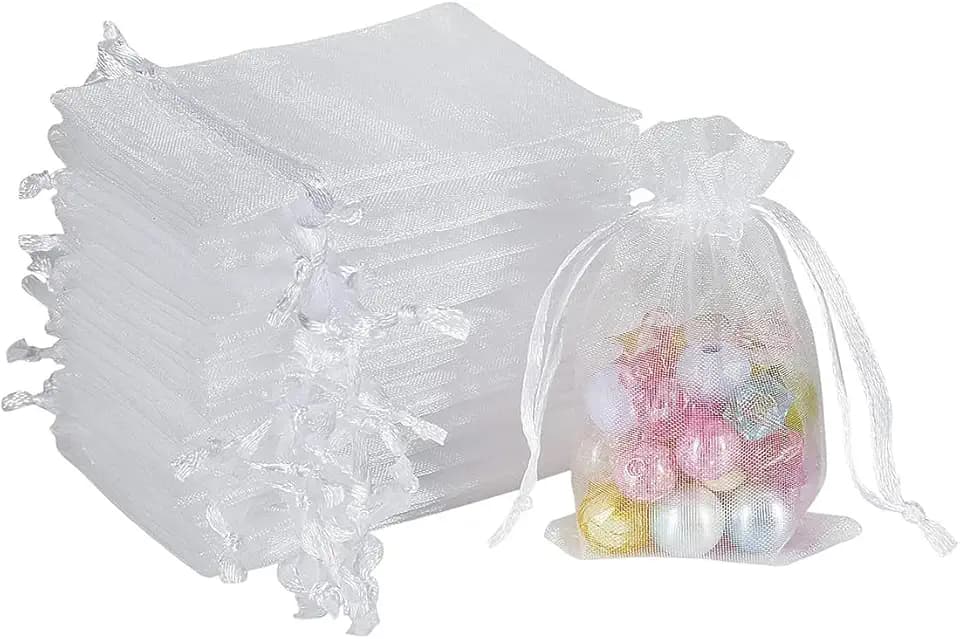 GHPKOTW 50 Sacchetti in Organza 7 X 9 Cm, Sacchetti Per Confetti, Gioielli, Matrimonio, Lavanda - Bomboniere Nuziali