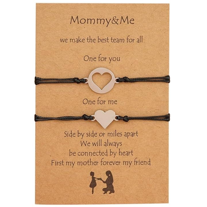 Juego de 2 pulseras para madre e hija a juego con forma de corazón, joyería, regalos de cumpleaños para madre e hija, niñas ...