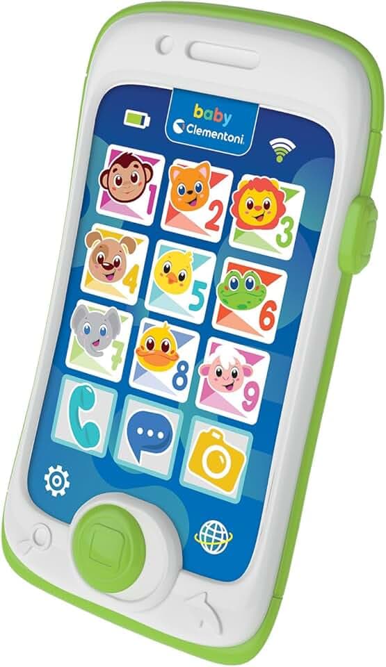 Clementoni Baby Smartphone Touch & Play, Telefono Bambini 12-36 Mesi, Centro attività con 3 modalità di Gioco e 12 Tasti per Scoprire Nomi degli Animali, Numeri e Parole, Lingua Italiana, 17934