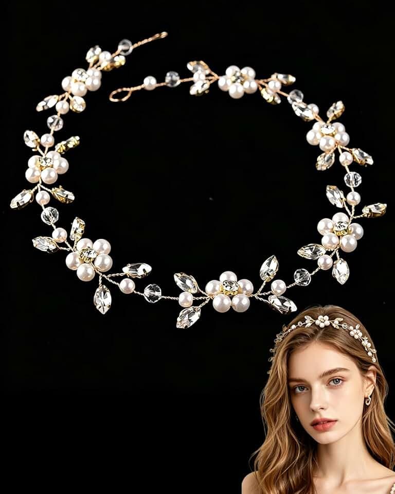 TBCDS TBCDS 1 pezzo Coroncina Prima Comunione Bambina, Coroncina Prima Comunione, Accessorio per Capelli a Forma di Fiore, Accessori Capelli, Decorazione Oro