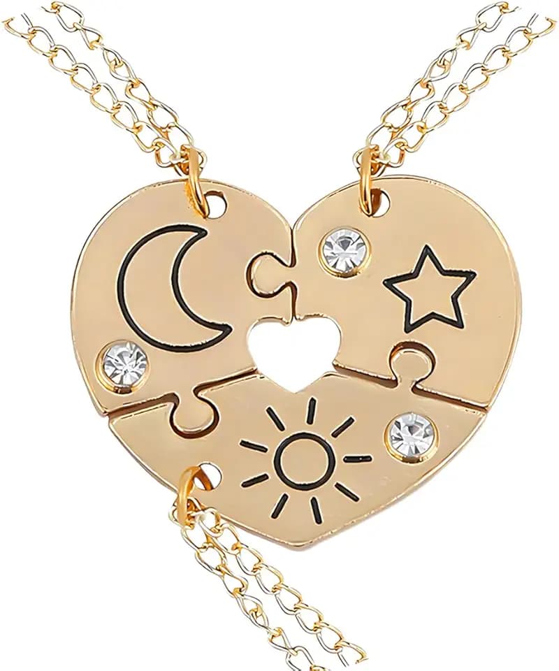 QEQSHQO 3pcs Collana BFF Collana dell'amicizia Best Friends Forever Ragazze Regalo di compleanno Regalo con catena a sospensione