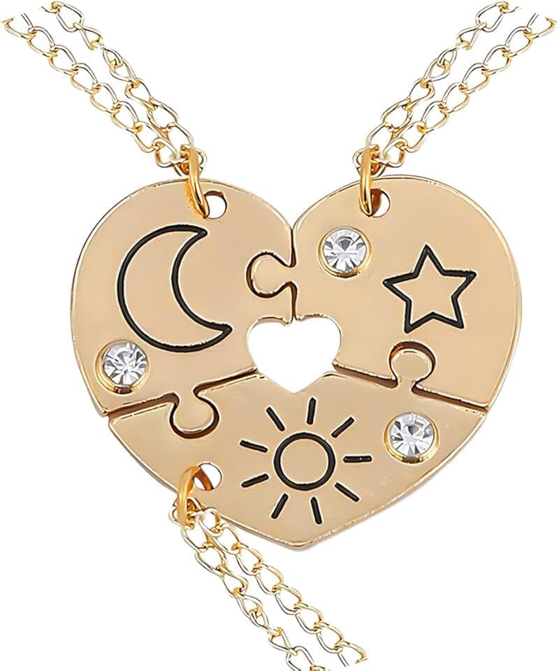 QEQSHQO 3pcs Collana BFF Collana dell'amicizia Best Friends Forever Ragazze Regalo di compleanno Regalo con catena a sospensione