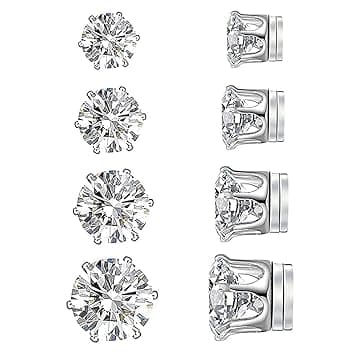 JEYORZY 4 Paia Orecchini Magnetici, Orecchini Magnetici Donna, Clip auricolari Finti Uomo, Orecchino magnetico in Acciaio Inossidabile per Uomo Donna Unisex Non-Piercing Calamita Finti Orecchino Set