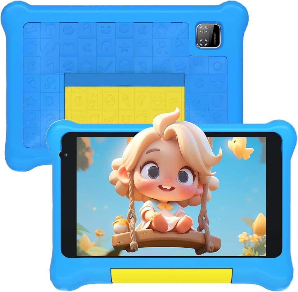 Tablet Bambini 7 Pollici Andriod 13 Tablet per Bambini Quad Core 5 GB RAM 32 GB ROM 128 GB Estensione Controllo Parentale Tablets Educativo con Custodia Antiurto (Blu)