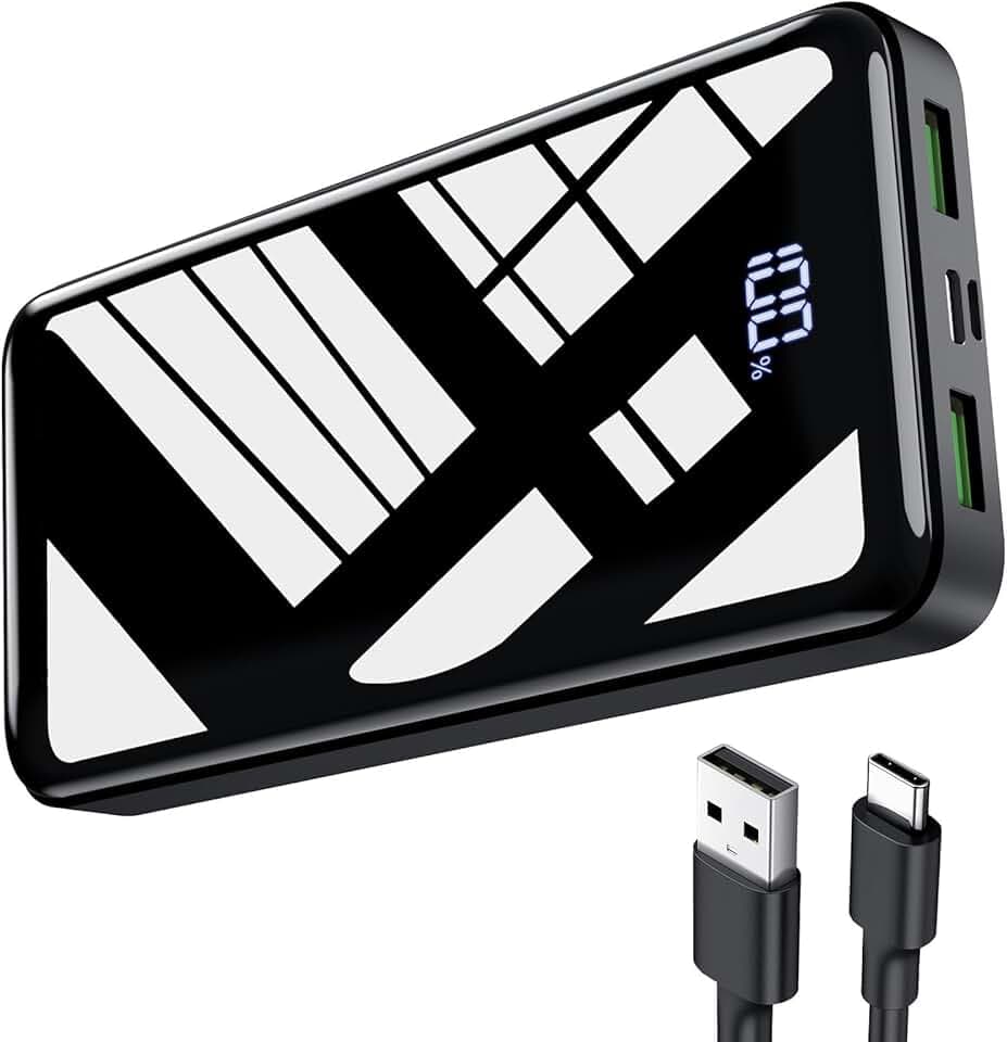 Power Bank 27000mAh, 22,5W PD20W USB C Power Bank a Ricarica Rapida, Batteria Esterna Portatile con Display LED per Telefoni