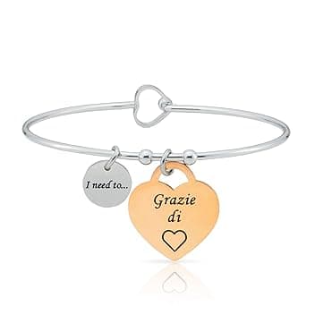 SAGA GIOIELLI SAGA GIOIELLI BRACCIALE RIGIDO DONNA FRASI PENSIERI PAROLE EMOZIONALE INCISIONE ACCIAIO CUORE ROSE'