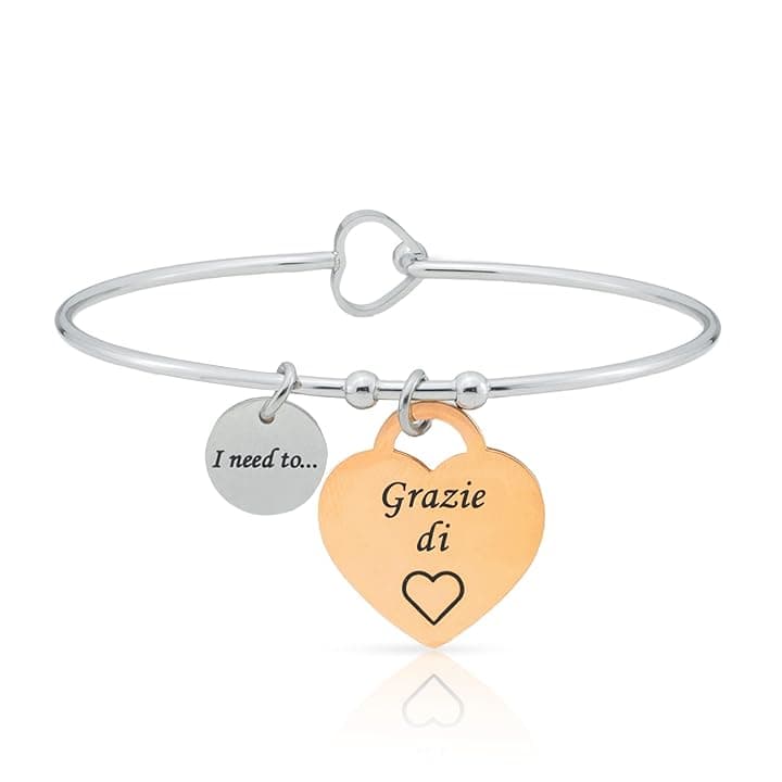 SAGA GIOIELLI SAGA GIOIELLI BRACCIALE RIGIDO DONNA FRASI PENSIERI PAROLE EMOZIONALE INCISIONE ACCIAIO CUORE ROSE'