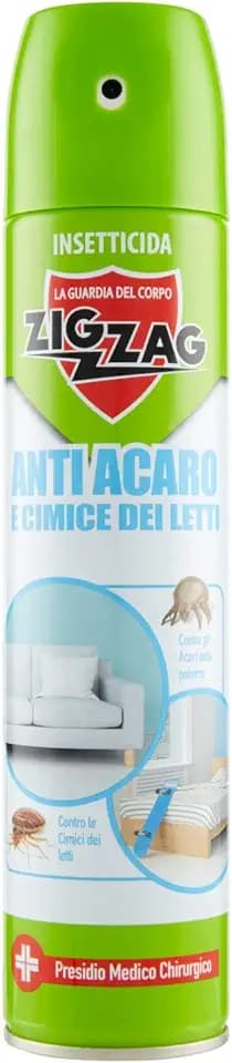 Zig Zag, Spray Anti Acaro, Acaricida per materassi, Acaricida per divani, Spray contro le Cimici dei Letti, Insetticida per uso domestico, Ideale contro le pulci, 300ml