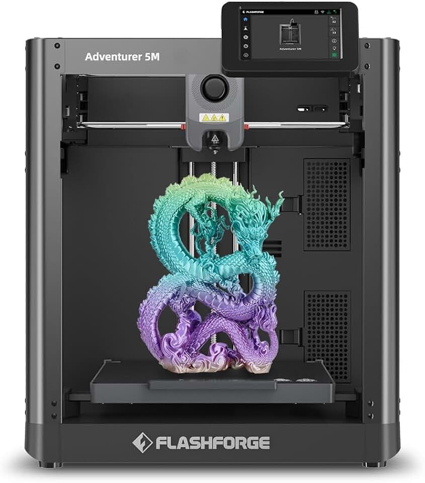 FLASHFORGE Adventurer 5M Stampante 3D, stampante livellante completamente automatica con stampa ad alta velocità 600mm/s, struttura XY core, grandi dimensioni di stampa 220 * 220 * 220mm