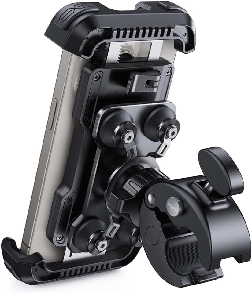 Lamicall Supporto Telefono Moto Antivibrazione - [Doppio Ammortizzatore] 360° Rotazione, Universale Manubrio Supporto Cellulare Bicicletta per iPhone 17 16 15 14 13 Serie, Xiaomi, 4.7-6.8" Smartphones Global Recycled Standard