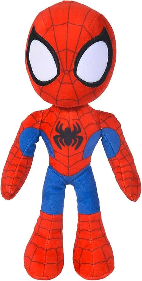 Simba - Disney Plush Marvel Spidey, 6315875810X12, +0 mesi, altezza 25 cm, in morbido tessuro, occhi che brillano al buio
