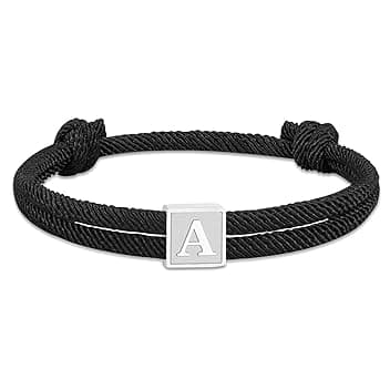 Esmoly Bracciale Uomo Braccialetti con Iniziale Bracciale Personalizzato Corda Intrecciata a Mano Sportivo Surfer Impermeabile Regolabile Regalo Uomo Ragazzo