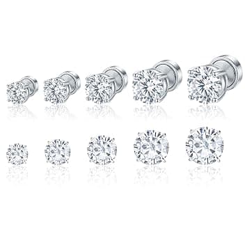Kit 5 Paia di Orecchini Clip Magnetici con Zirconi - Adesione Sicura e Regolabile, Ideale per Ogni Occasione - Accessorio di Moda Non Perforante per Uomo/Donna, Pronto da Indossare 4-8mm