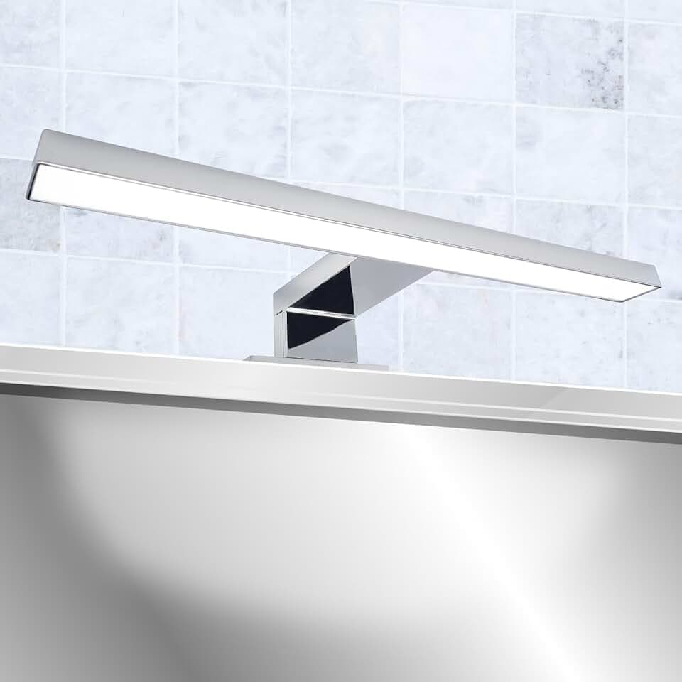 Lampada LED da Specchio Bagno | Applique IP44 Anti-Appannamento | Luce Trucco 4000K | Facile Installazione | Design Moderno, Cromo, 30 cm, ABS