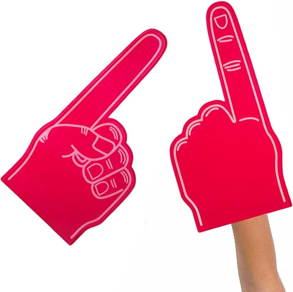 Genérico Foam Finger - Giant Foam Finger | Sports Foam Finger | 18 Inch Sports Fan Foam Finger, Cheerleading Foam Finger, Blank Foam Hand, Cheerleading Props For Sports Events Games School Business