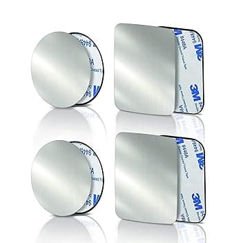 Cable Technologies 3M - Confezione da 4 Piastre per Cellulare Auto, Piastre Sottili in Metallo per Supporto Magnetico Calamita da Auto, 2 rotonde e 2 rettangolari