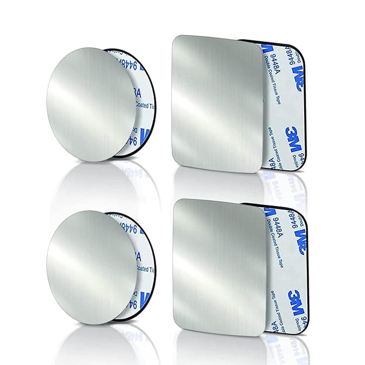 Cable Technologies 3M - Confezione da 4 Piastre per Cellulare Auto, Piastre Sottili in Metallo per Supporto Magnetico Calamita da Auto, 2 rotonde e 2 rettangolari