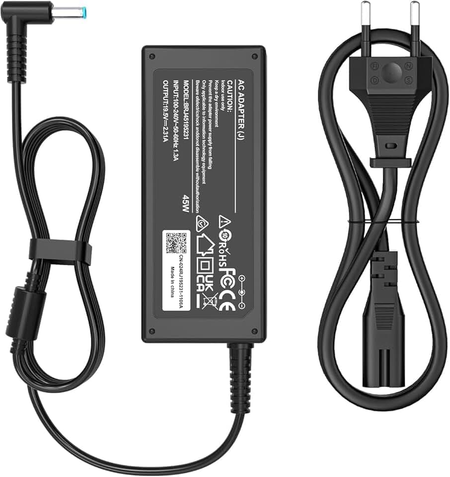 shefor Caricatore Compatibile con HP，Alimentatore 45W Compatibile con Hp Elitebook 840 830 850 Pavilion 11 13 15 Stream Probook 430 440 450 240 250 255 Cavo Alimentazione Punta blu (4,5 * 3,0 mm) ClimeCo Certified