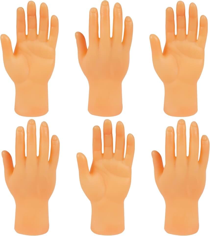 Aolso Mini Mani, 6 Pezzi Tiny Hands, Piccole Mani Manine Marionette da Dito, Marionette da Mano per Famiglia Amico Giochi Festa