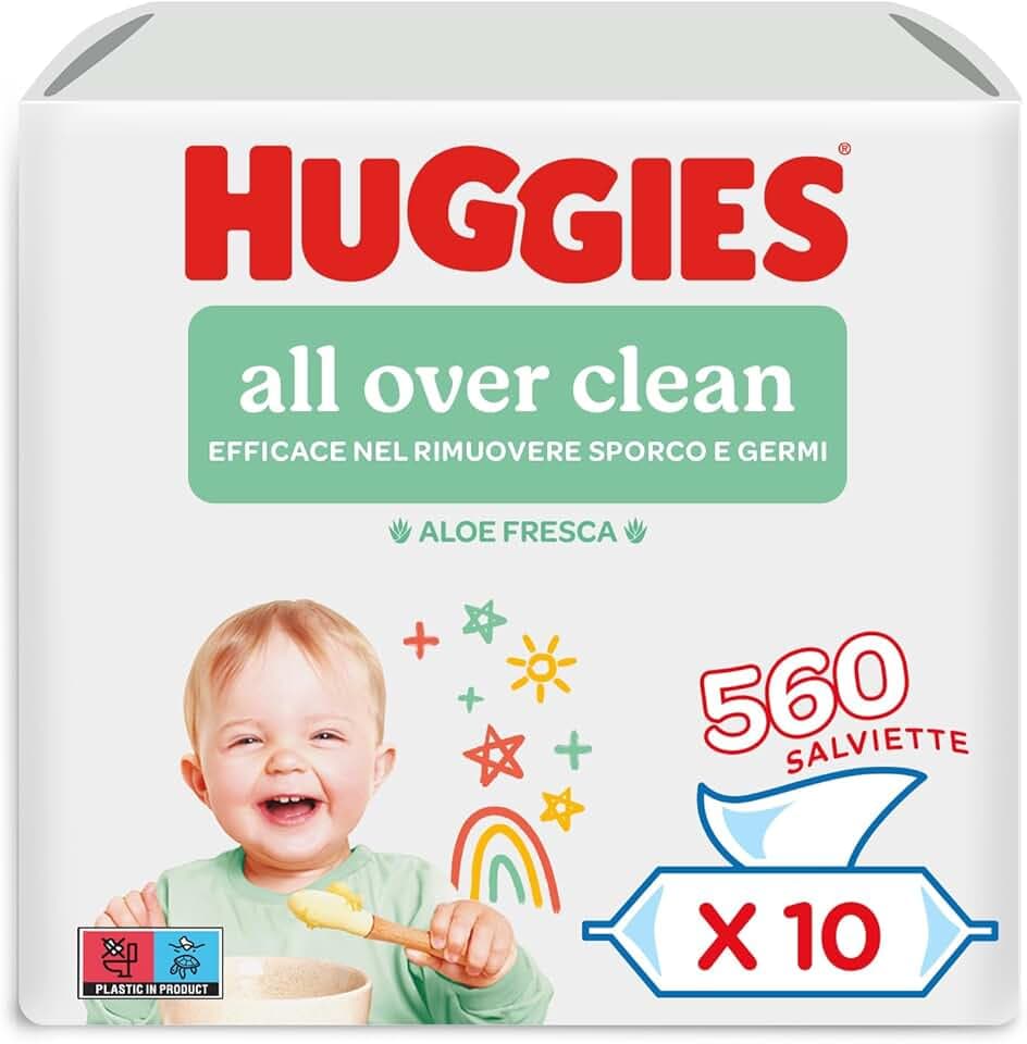 Huggies All Over Clean Salviette Umidificate per Bambini, 10 Pacchi da 56 Pezzi