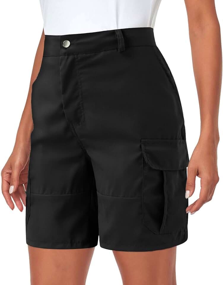 Pantaloncini Cargo Donna Estivi, Pantaloncini Donna Estivi Sportivi Casual Elasticizzati a Vita Alta Gamba Larga Pantaloni Corti Da Lavoro Pantaloni Estivi Con Tasche Per Jogging Golf Escursionismo