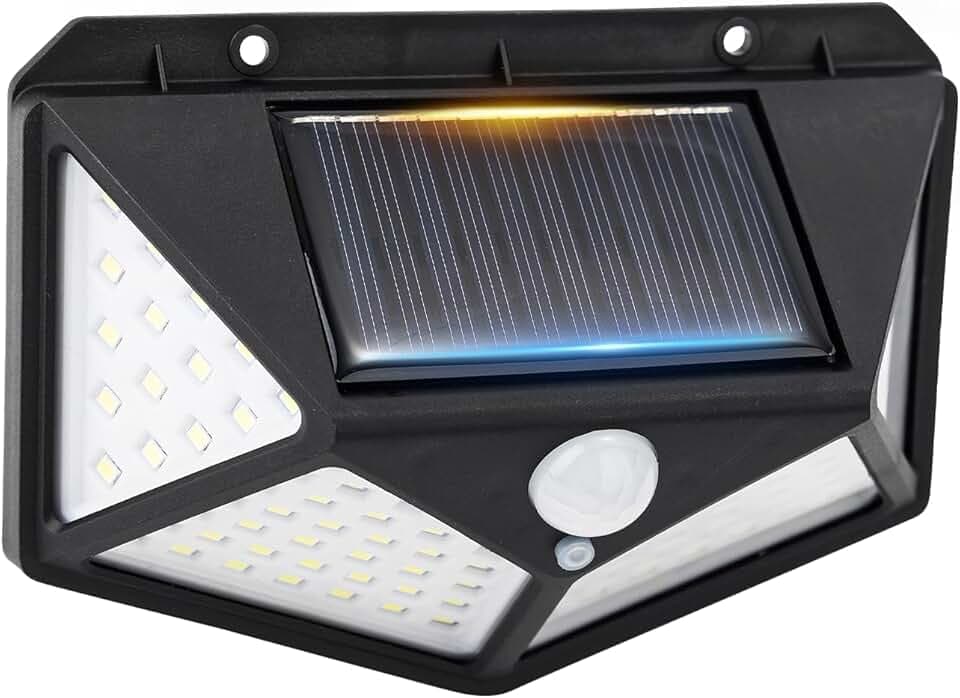 GRIFEMA Faretto LED da Esterno Solare con Sensore di Movimento, 100 LEDs, 3 Modalità, Angolo 270°, IP65, Batteria 800mAh, Lampada Solare da Giardino, GDK203