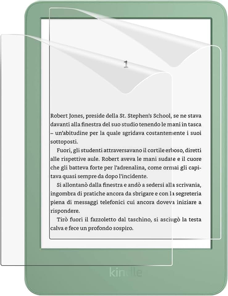 MoKo Confezione da 2 Pellicole Anti-Riflesso per All-New Kindle Base Kindle 6" 11ª Gen 2024/2022, Kobo Clara e PocketBook, Pellicola Protettiva Opaca PET a Copertura Totale Matcha