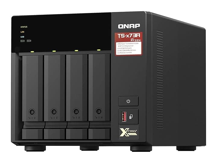 QNAP TS-473A NAS Tower Ryzen Embedded V1500B 8 GB DDR4 0 TB QNAP Turbo System Nero