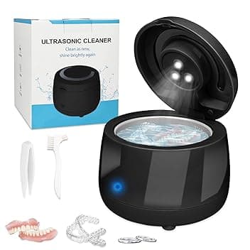 Bibykivn Pulitore Ultrasuoni - Pulitore Ultrasuoni UV 43000 Hz - Pulitore Ultrasuoni Occhiali per Pulizia Gioielli, Protesi dentali, Orologi, Occhiali, Anelli, Collane (Nero)