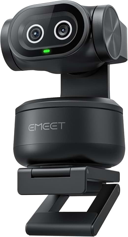 EMEET PIXY Telecamera PTZ 4K a Doppia Telecamera, AI Webcam，Messa a Fuoco Rapida in 0,2 s, con Sensore Sony, Web cam con 3 Microfoni, Webcam 4K per lo Streaming e Compatibile con OBS/Twitch/Switch 2 ClimatePartner certified
