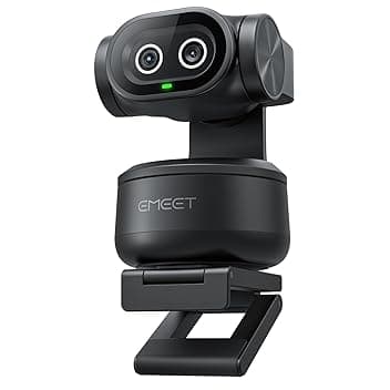 EMEET PIXY Telecamera PTZ 4K a Doppia Telecamera, AI Webcam，Messa a Fuoco Rapida in 0,2 s, con Sensore Sony, Web cam con 3 Microfoni, Webcam 4K per lo Streaming e Compatibile con OBS/Twitch/Switch 2 ClimatePartner certified