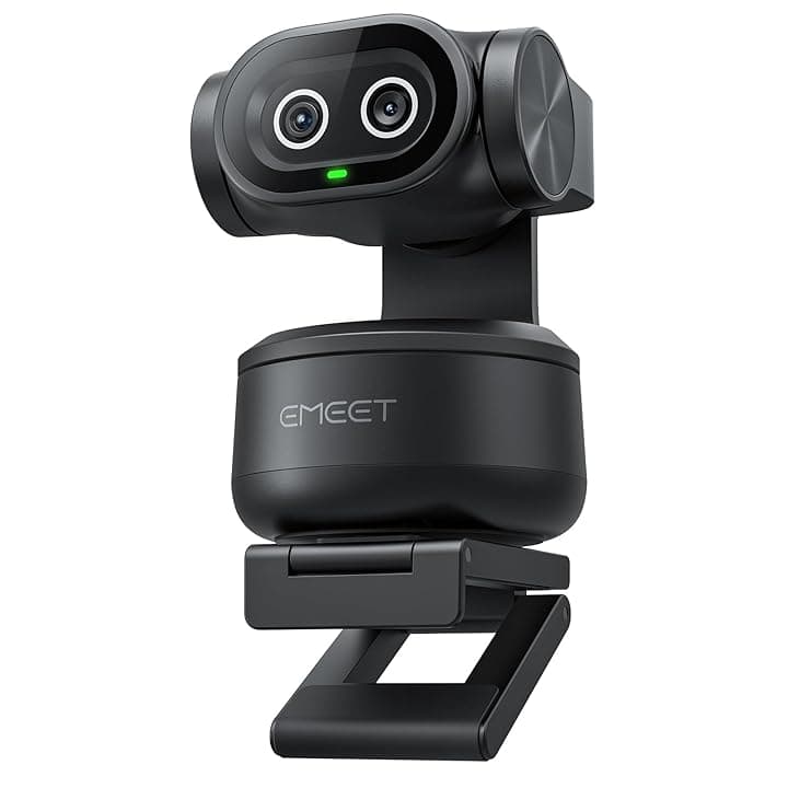 EMEET PIXY Telecamera PTZ 4K a Doppia Telecamera, AI Webcam，Messa a Fuoco Rapida in 0,2 s, con Sensore Sony, Web cam con 3 Microfoni, Webcam 4K per lo Streaming e Compatibile con OBS/Twitch/Switch 2 ClimatePartner certified