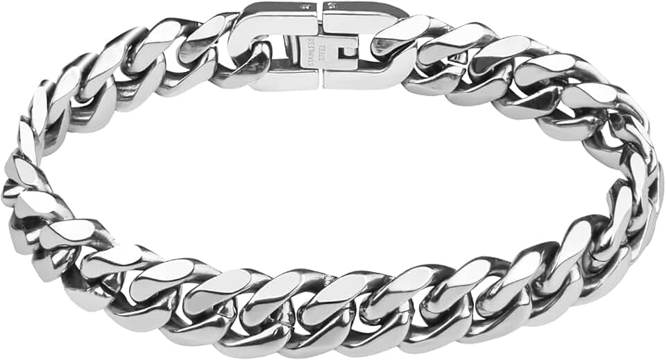 flintronic Bracciale Uomo, Bracciale in Acciaio Inox Uomo Donna, Bracciale Acciaio Inossidabile, Braccialetto Catena, Lunghezza 21/22 cm, Larghezza 6/9/10/12 mm