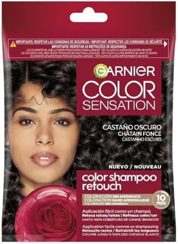 Garnier Color Shampoo Retouch Colorazione Permanente Castano Scuro - 100% copertura capelli bianchi - dura fino a 4 settimane