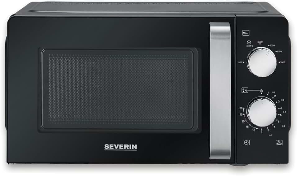 SEVERIN Microonde Solo, forno a microonde per scongelare e riscaldare, forno a microonde con piatto girevole per una distribuzione uniforme del calore, nero, MW 7886