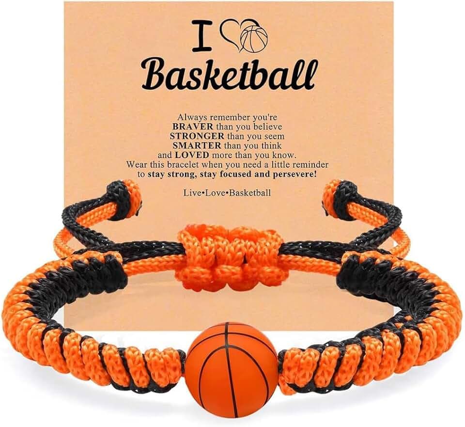 ARHZ 1 Pezzo Corda nera e arancione + Bracciale da basket intrecciato, Regalo di Pasqua per bambini di 5-12 anni, Bracciale da basket per ragazzi, Regalo di basket per ragazzi