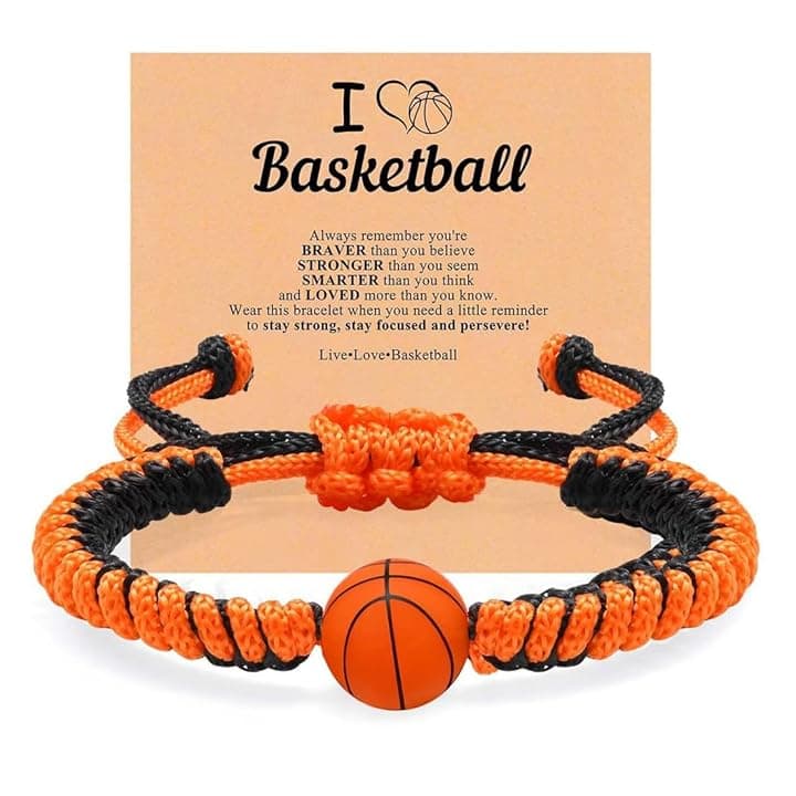 ARHZ ARHZ 1 Pezzo Corda nera e arancione + Bracciale da basket intrecciato, Regalo di Pasqua per bambini di 5-12 anni, Bracciale da basket per ragazzi, Regalo di basket per ragazzi