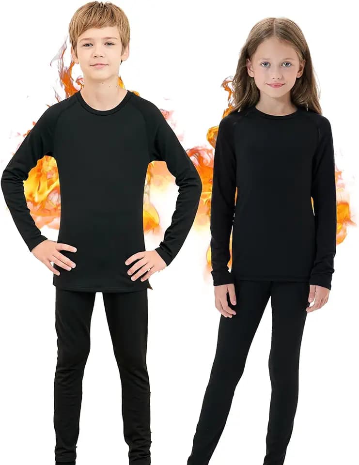 Intimo Termico Bambino, Manica Lunga Maglia Termica e Pantaloni Intima Termica Bambina Calcio Sci - Completo Tuta Termica Funzionale Set Termico Bambini per Sci Ciclismo