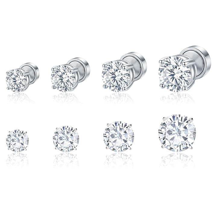 Set di 4 Orecchini Magnetici a Clip - Design Moderno e Confortevole, Nessun Dolore - Perfetti per Uomini e Donne che Desiderano un Look alla Moda Senza Forare le Orecchie 4-7mm