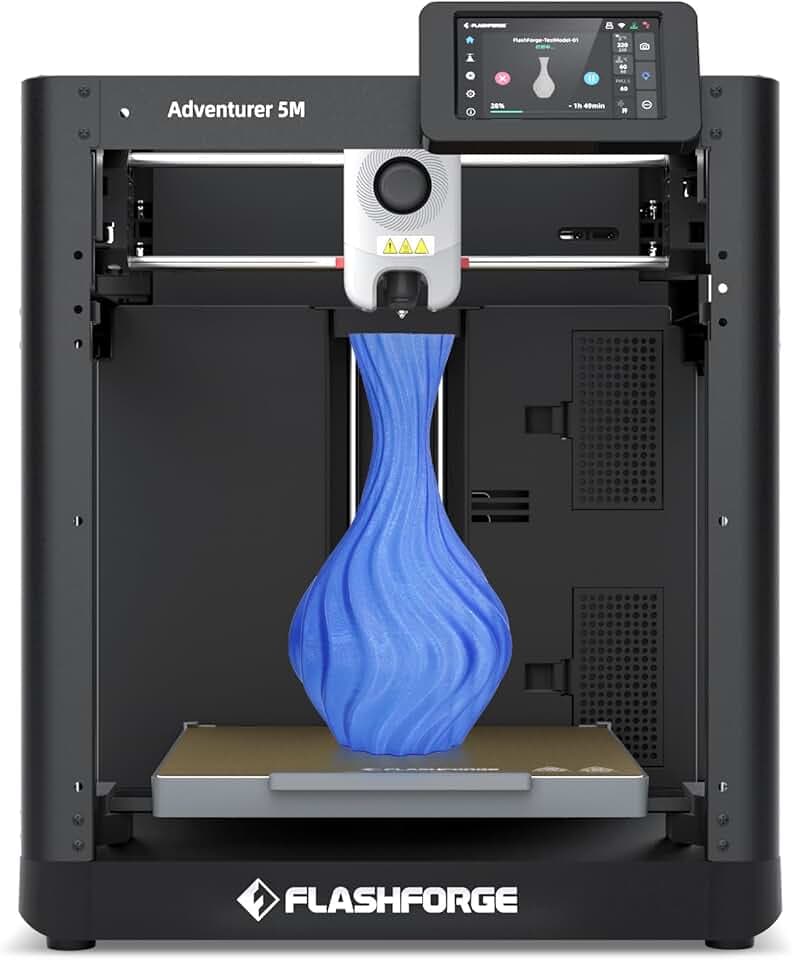 Stampante 3D Flashforge Adventurer 5M con Primo Strato Impeccabile,Livellamento Automatico e Ugello Rapido Rimovibile,Velocità Massima 600mm/s,Struttura Interamente in Metallo CoXY,Supporto PLA/PETG